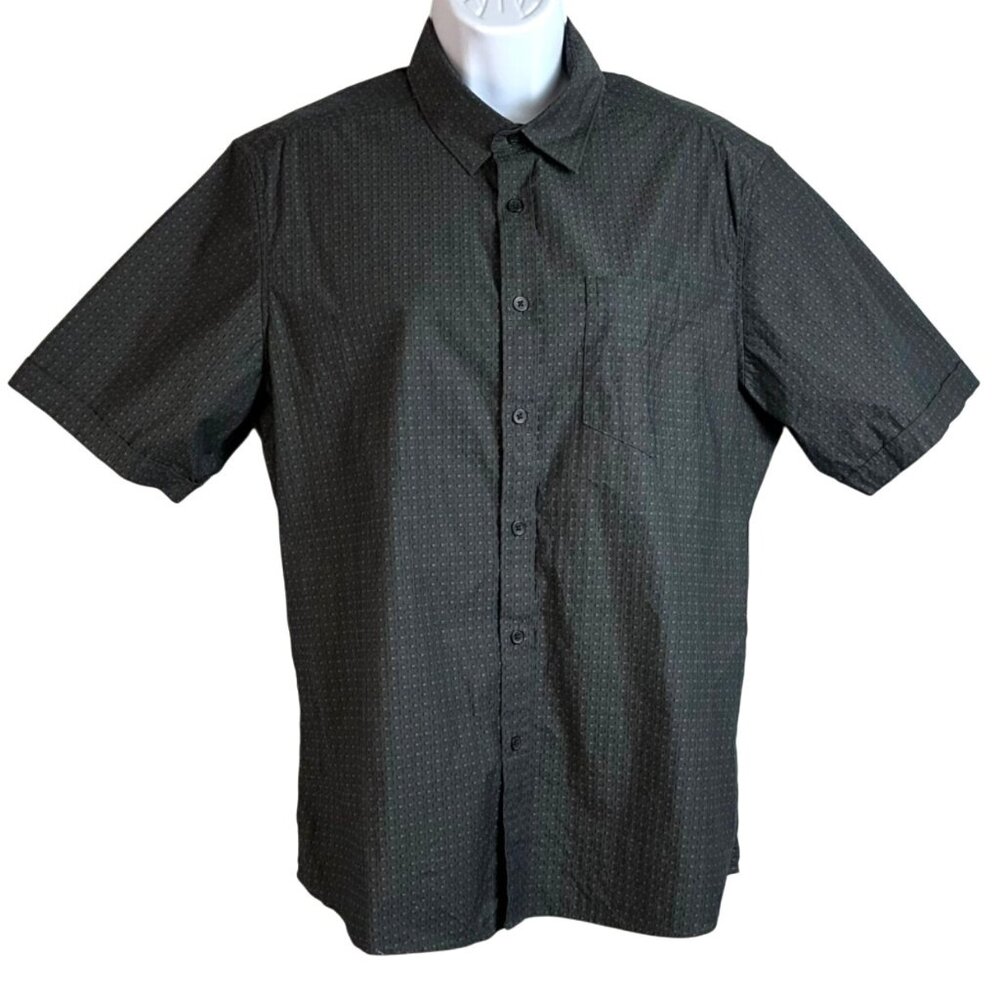 Apt. 9 Black Geo Textured Short Sleeve Standard Fit Button Up Shirt Men's Size M